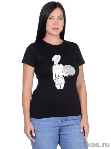 Футболка женская (приталенный крой) с шелкографией Футболка женская (приталенный крой) с шелкографией