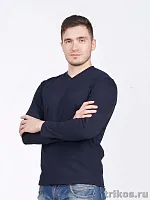 Футболка мужская  V-вырез. длин. рукав