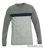 Джемпер вязаный, комбинированный с орнаментом на груди 