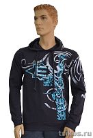 Толстовка мужская с капюшоном и принтом без молнии (Е)