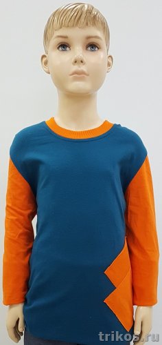 Футболка Х/Б детская длин.рукав комбинированная с аппликацией Футболка Х/Б детская длин.рукав комбинированная с аппликацией