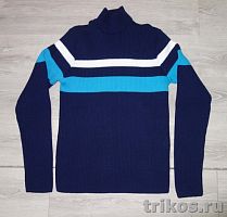 Свитер мужской вязаный (лапша) ворот стойка, комбинированный.