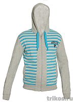 Толстовка мужская полоска с капюшоном на молнии (вставка)