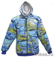 Толстовка мужская 3-х нитка цветная с капюшоном Акварель