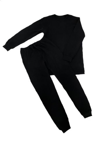 Белье нательное зимнее 3-х нитка мужское черное с горловиной (пл.шов). Белье нательное зимнее 3-х нитка мужское черное с горловиной (пл.шов).