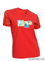 Футболка женская короткий рукав (сетка) с апликацией 