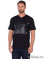 Футболка V-обр.вырез. мужская Х/Б короткий рукав с шелкографией 