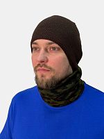 Шапка вязаная спортивная шоколад (двухслойная) 