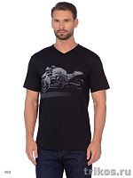 Футболка V-обр.вырез. мужская Х/Б короткий рукав с шелкографией 