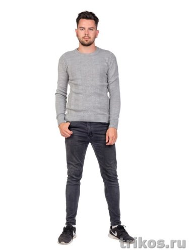 Джемпер вязаный с орнаментом  Ромб+Косы