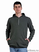 Толстовка мужская с капюшоном,горловина на молнии  Толстовка мужская с капюшоном,горловина на молнии