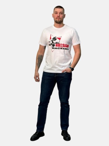 Футболка мужская Х/Б короткий рукав с шелкографией Футболка мужская Х/Б короткий рукав с шелкографией