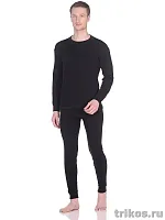 Термобелье П/Ш мужское черное 80/20 плоский шов 