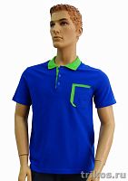 Рубашка поло короткий рукав пике комбинир,с карманом.