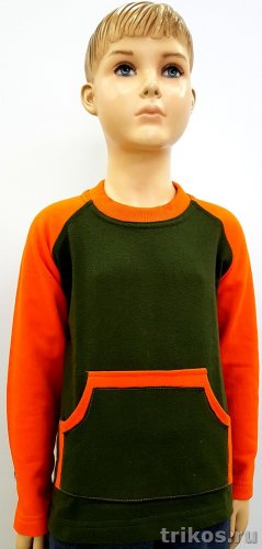 Толстовка детская 2-х нитка карман кенгуру с удлиненной спинкой комбинированная Толстовка детская 2-х нитка карман кенгуру с удлиненной спинкой комбинированная