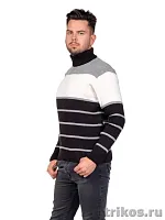 Свитер мужской вязаный (лапша) комбинированный.
