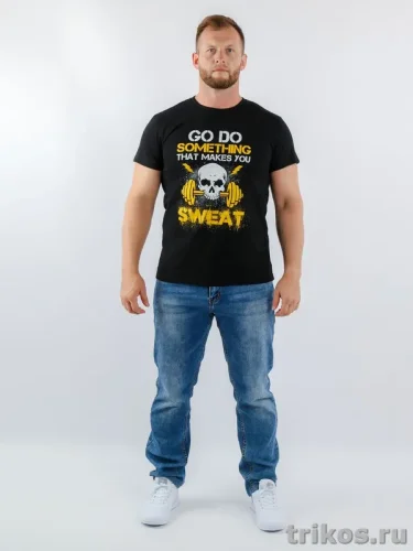 Футболка мужская Х/Б с шелкографией (наша ткань) Футболка мужская Х/Б с шелкографией (наша ткань)