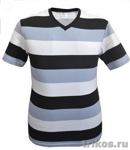 Футболка мужская короткий рукав U-обр.вырез полоска