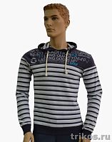 Толстовка мужская полоска с капюшоном без молнии 