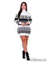 Платье женское вязаное (жаккардовое) орнамент "снежинки"